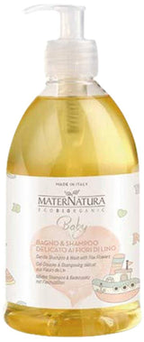 Delikat bad og shampoo til børn med hørblomster, shower gel og shampoo til børn og babyer, Made in Italy - 500 ml Børn - Bad og hudpleje Naty Shop Standard titel