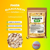 Frysetørrede bananer 150g skiver, Frysetørrede frugter uden tilsætningsstoffer Ren - 100% naturlige tørrede frugter - Tørrede bananer tørrede frugter fra Foozia Dehydrerede produkter Naty Shop