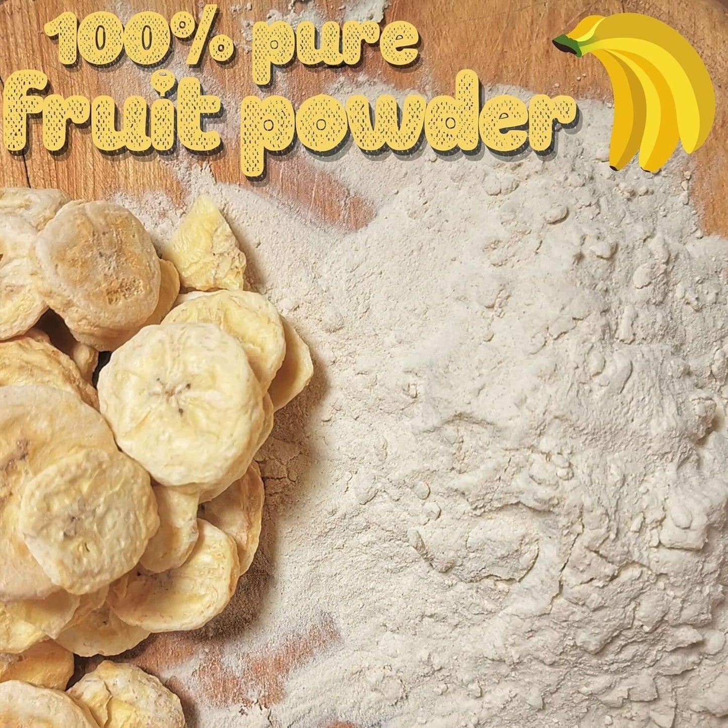 Frysetørrede bananer i pulverform | XL 300g Frugtpulver Frysetørret bananpulver | Til smoothie, bagning, kage | Frysetørret banan | Frysetørrede frugter | ZingyZoo Banana Powder Naty Shop Dehydrerede produkter