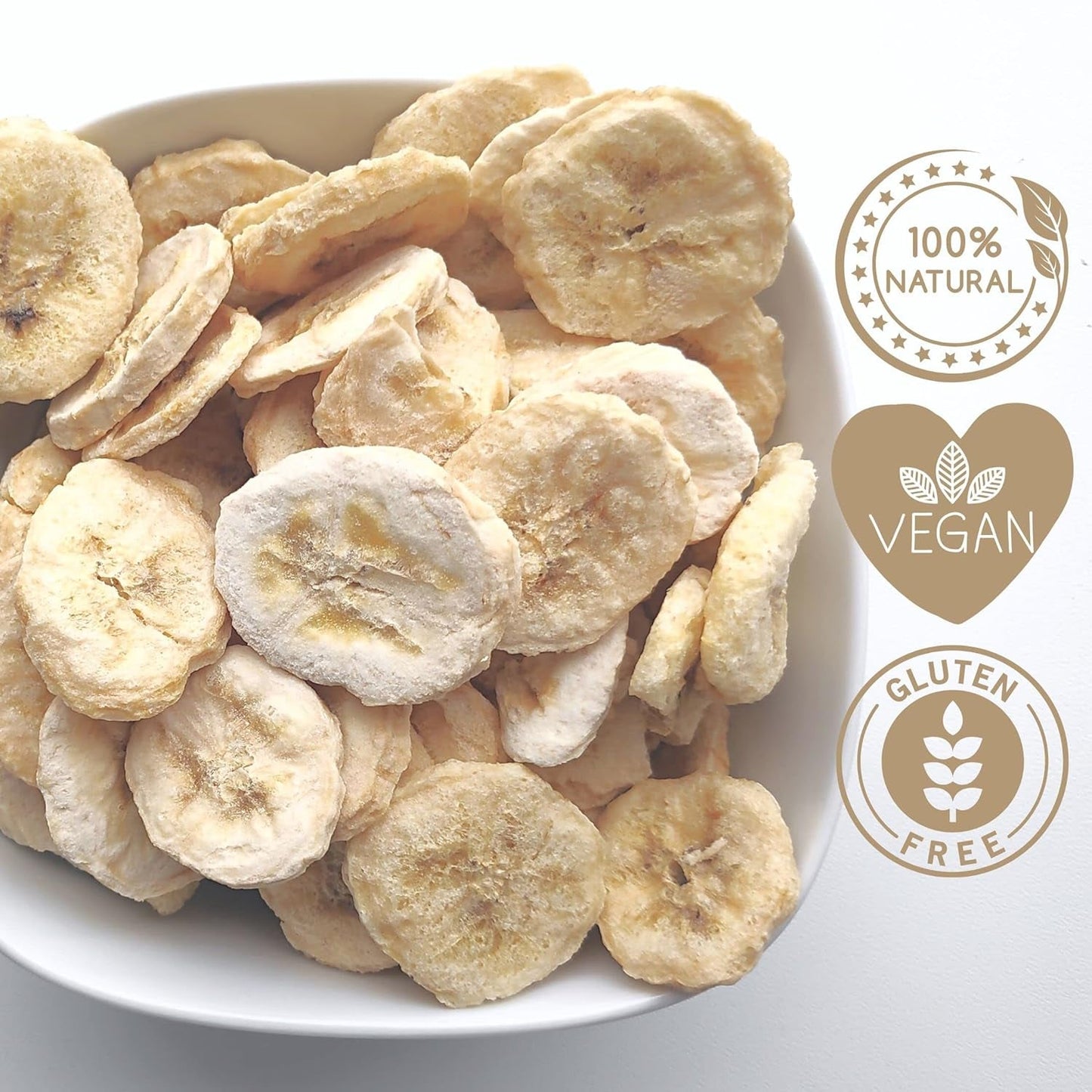 Frysetørrede bananer | Pakke 120g Tørrede bananer uden sukker | Frysetørret banan | Bananer med tørret frugt | Frysetørrede friske bananer | Frysetørrede bananskiver Naty Shop dehydrerede produkter