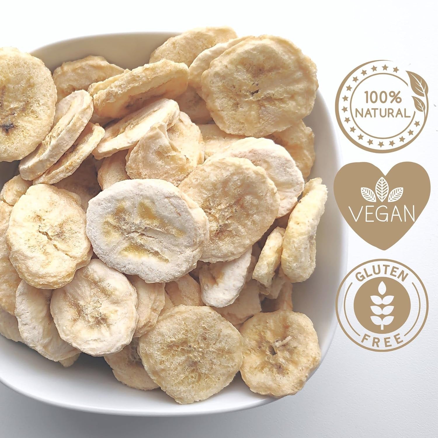 Frysetørrede bananer | Pakke 120g Tørrede bananer uden sukker | Frysetørret banan | Bananer med tørret frugt | Frysetørrede friske bananer | Frysetørrede bananskiver Naty Shop dehydrerede produkter