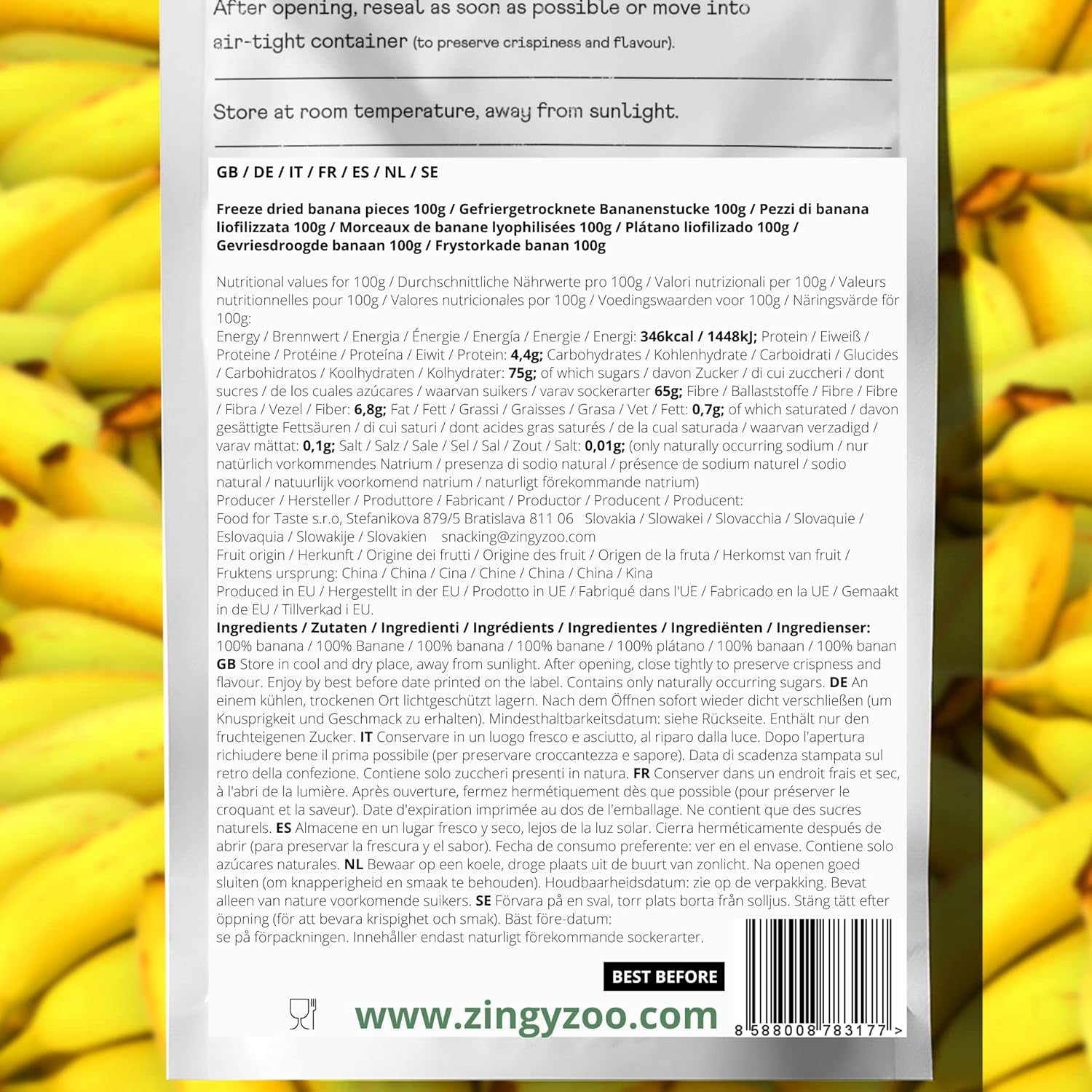 Frysetørrede bananer | Pakke 120g Tørrede bananer uden sukker | Frysetørret banan | Bananer med tørret frugt | Frysetørrede friske bananer | Frysetørrede bananskiver Naty Shop dehydrerede produkter