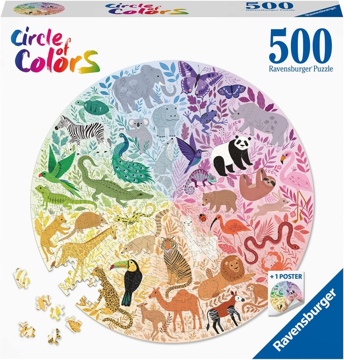 Ravensburger Puslespil 17172 Cirkel af farver - Dyr 500 brikker Puslespil Naty Shop Standard titel