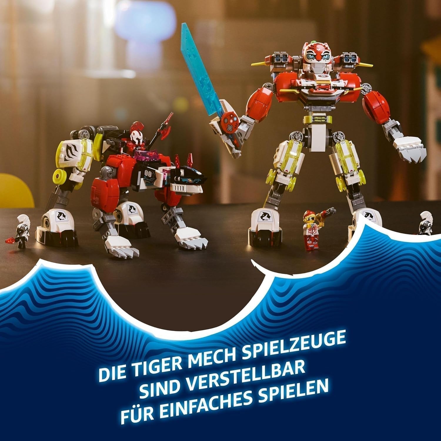 LEGO Dreamzzz Cooper's Tiger Mech og Zero'S Hot Rod Car, Legetøjsbil til børn, Gave til 9-årige drenge og piger, 2-i-1 legesæt med Mech og minifigurer 71497 Byggesæt Besuche den LEGO-Store