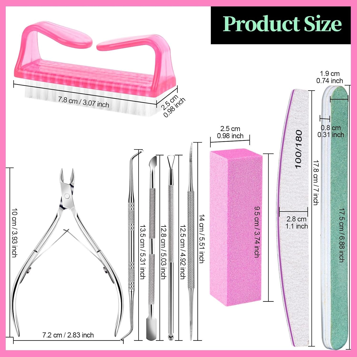 FANDAMEI Manicure Set, Buffer Für Nägel, Nagelfeile 100/180, Nagelfeilen Für Gelnägel, Nagelhautschieber, Buffer Für Gelnägel, Feilen Für Gelnägel, Nagelzange, Nagelfeilen Set, Maniküre & Pedicure Set