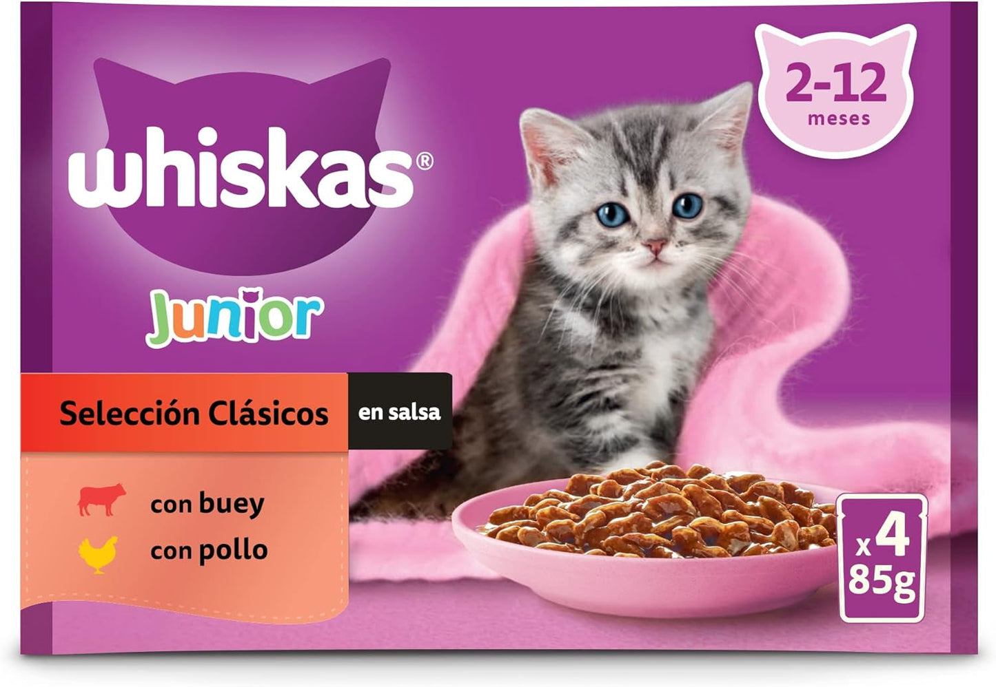 Whiskas Junior Classic våd kattefoder, 13 x 4 x 85 g