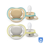 Philips Avent Ultra Air-sutter pakke med 2 - Bisphenol A-sutter til babyer 0-6 måneder (model SCF085/15) Brun/grøn