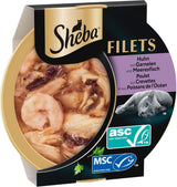 SHEBA-fileter Voksen Katzenfutter i Sauce med Kylling, Hochseefisch og Garnelen 16 x 60 g Shell