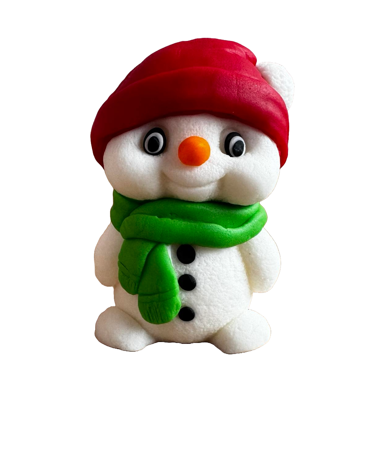 Spiselig sukkerpasta dekoration, Snemand med grønt tørklæde Sugar Paste Decorations Naty Shop