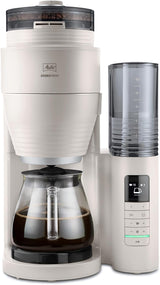Melitta AromaFresh Therm Pro X - Espressomaskine med filter, integreret kværn, aftagelig vandtank, termokande i rustfrit stål og timerfunktion, til op til 8 kopper kaffe, sort/sølv