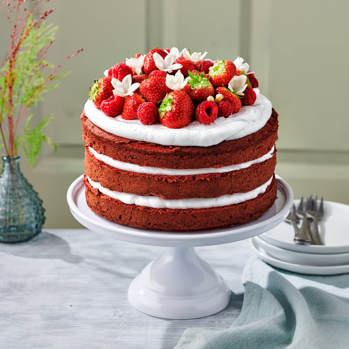 Funcakes Mix Für Red Velvet Cake, Glutenfrei: Einfach Zu Berübenen, Schön Weicher Und Fluffiger Kuchen Mit Leichtem Schokoladengeschmack, Perfekte Rote Farbe, 400G Mix til bagning og madlavning Naty Shop