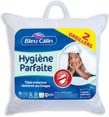 Bleu Câlin Sæt med 2 rektangulære antimide, antibakterielle puder, blød komfort, T 60X60 Cm, 100% bomuld, perfekt hygiejnesortiment Naty Shop standardpuder