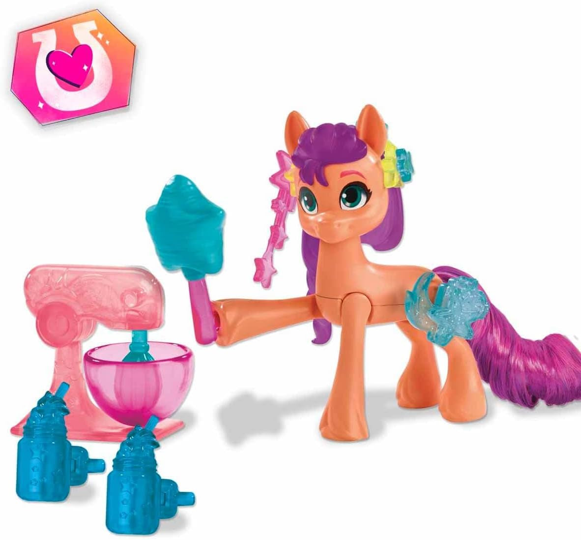 My Little Pony - Discover Your Sparkle Pony: Beauty Mark Magic Sunny Starscout, Pony fra hov til hjerte 7,5 cm, 5+, F5250, Multicolor