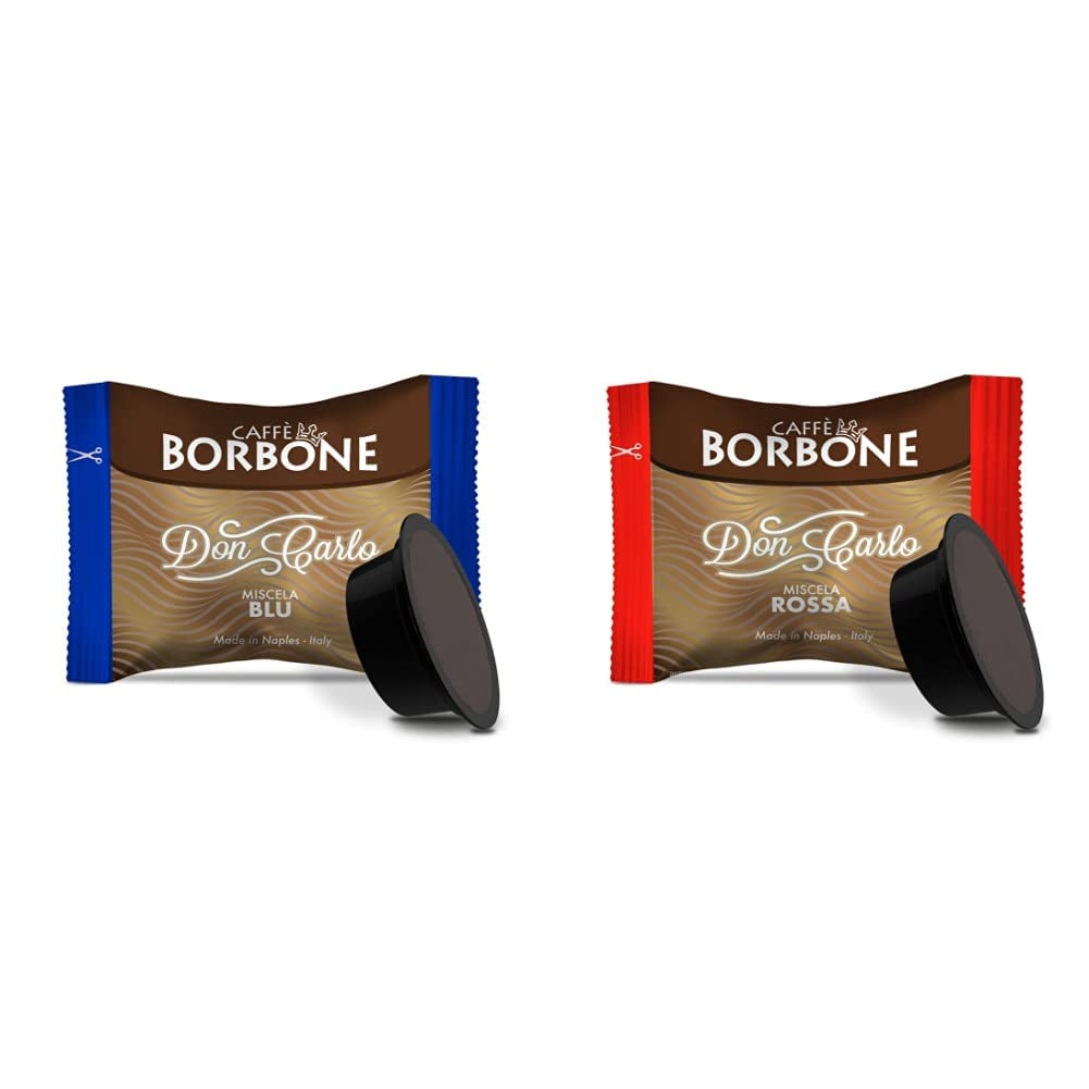 Caffè Borbone Kaffee Kapseln Don Carlo, Blue Mischung - 100 stück & Kaffee Kapseln Don Carlo, Rote Mischung - 100 stück - Kompatibel med Kaffeemaschinen der Marke Lavazza®* A Modo Mio®*