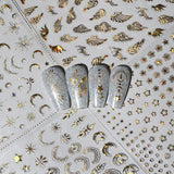 8 ark Guld Måne og Stjerner Nail Art Stickers Englevinger Tan Guld Nail Stickers Stjerner Negle Foils Selvklæbende negle Stickers Negle Design Tilbehør Negle Stickers