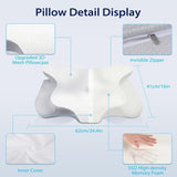 HOMCA Nakkepudepude, Memory Foam Ergonomisk pude 3D-kølepudebetræk til liggende, side- eller liggende stilling, 62 X 41 X 9,5/12,5 cm Cervikale ortopædiske puder Naty Shop