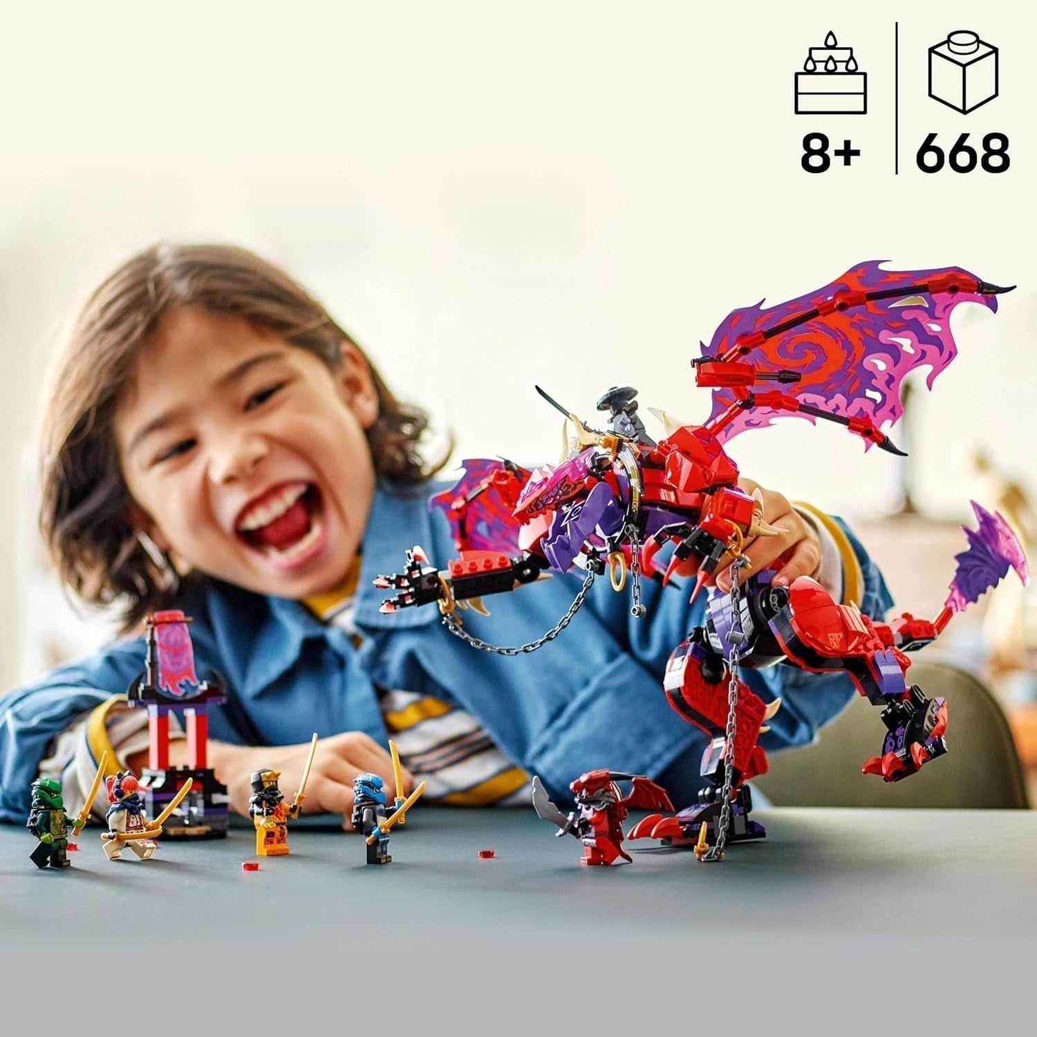 LEGO NINJAGO Chaos Dragon Thundertooth - Legetøj med 6 Ninja-minifigurer - Rollespilsbyggesæt til drenge og piger fra 8 år og opefter - Gaver til Rise of the Dragons TV-seriefans 71832 Byggesæt Beuche den LEGO-Store