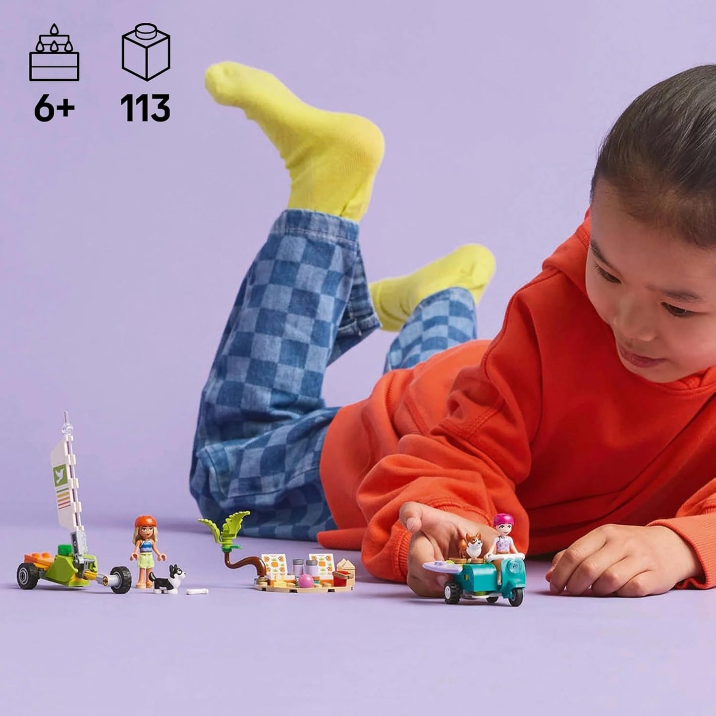LEGO Friends Strandeventyr med hunde Byggelegetøj til piger 6 år gammelt dyrelegesæt med 2 minifigurer og 2 corgifigurer Kreativ børnegave Surfboard Adventure Byggesæt 42641 Byggesæt Besuche den LEGO-Store