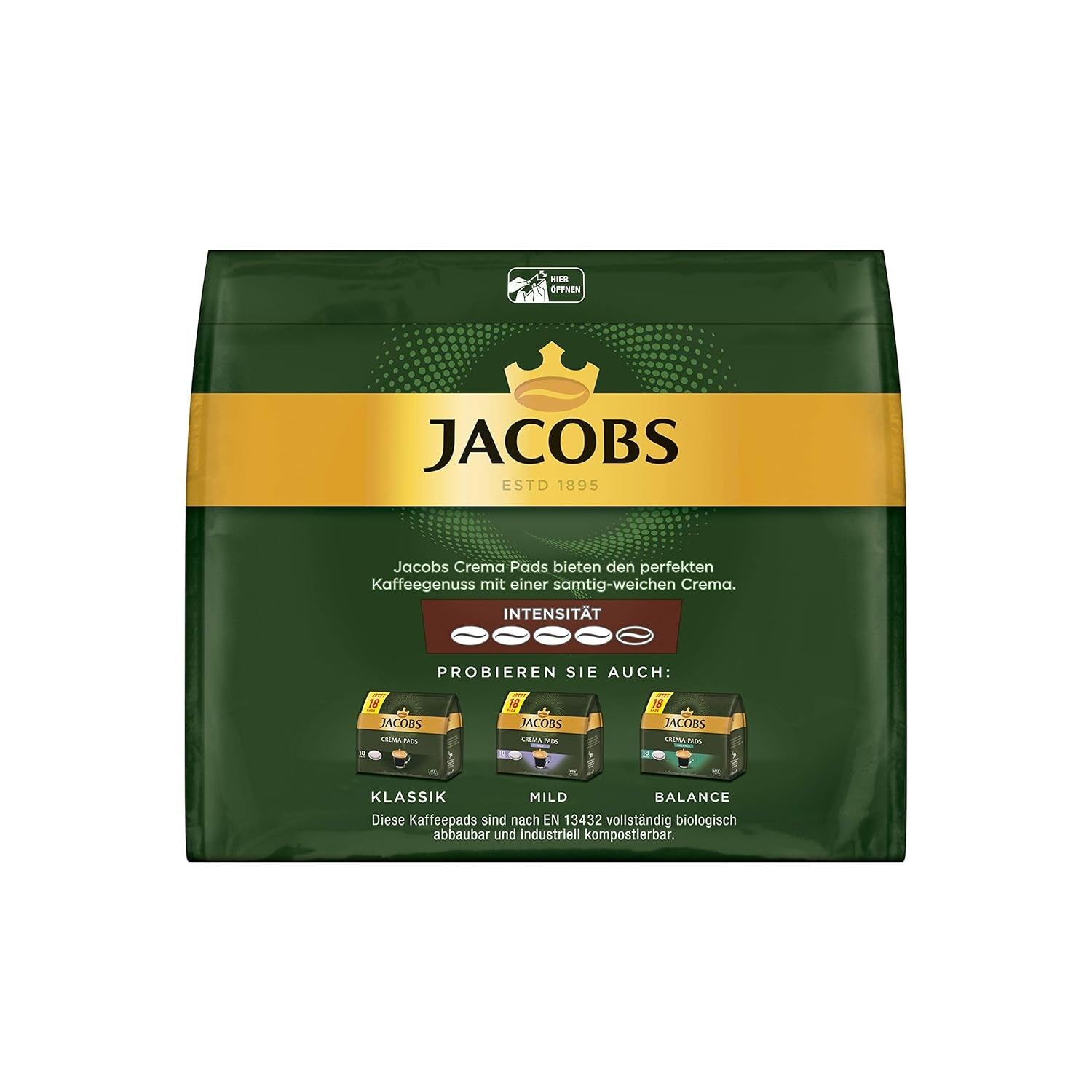 Kräftig Cream Pads, 90 Senseo kompatible Kaffeepads UTZ-zertifiziert, 5er Pack, 5 x 18 Getränke & Cream Pads, 90 Senseo kompatible Kaffeepads UTZ-zertifiziert, 5er Pack, 5 x 18 Getränke