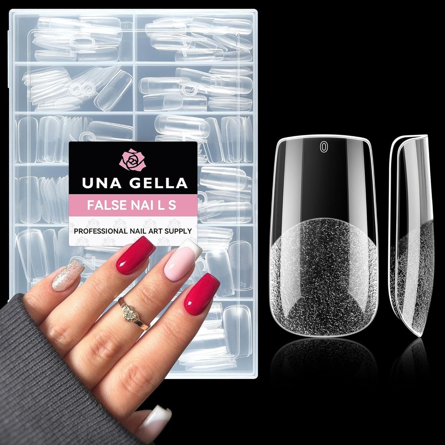Ballerina Gel Neglespidser 216 stk. 12 Størrelser Soft Gel Negle Tips Full Cover Negle Extension Sæt Semi Matt DIY Home Art