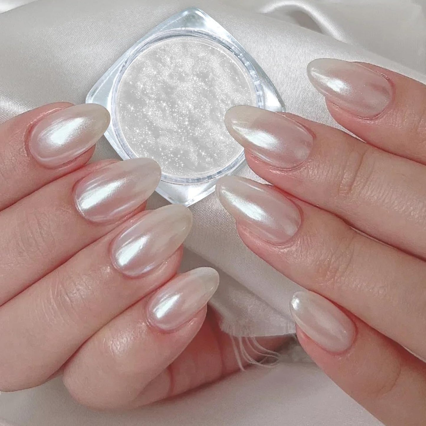 2 Schachteln Weiße Perle Chrom Nagelpuder - Transparent Aurora Ice Shimmer Chrome Pigment Pulver Für Nägel, Glaseret Donut Glitzerpuder Negle Spiegeleffekt-Glitter Nagelkunst-Pulver Für Diy-Salon