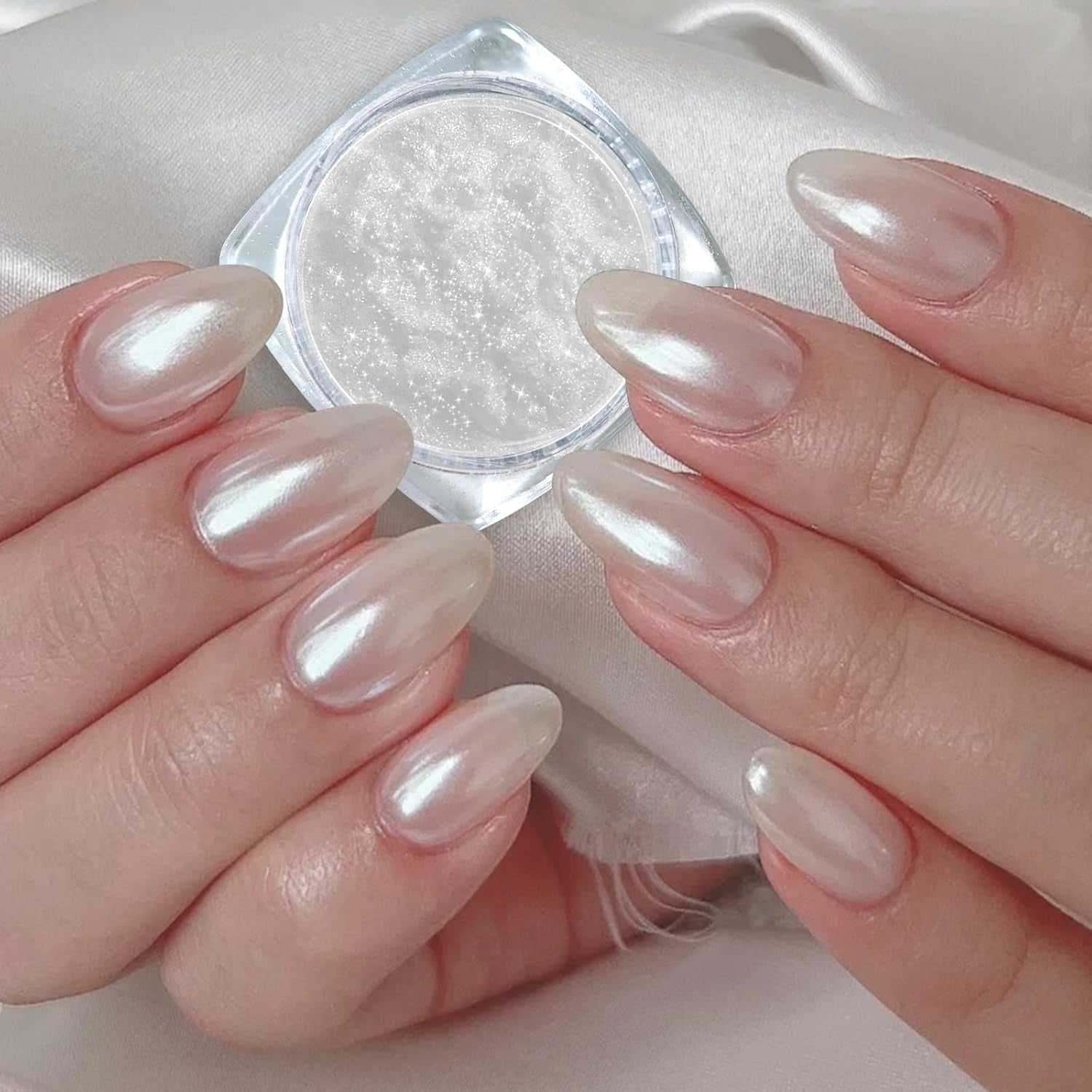 2 Schachteln Weiße Perle Chrom Nagelpuder - Transparent Aurora Ice Shimmer Chrome Pigment Pulver Für Nägel, Glaseret Donut Glitzerpuder Negle Spiegeleffekt-Glitter Nagelkunst-Pulver Für Diy-Salon