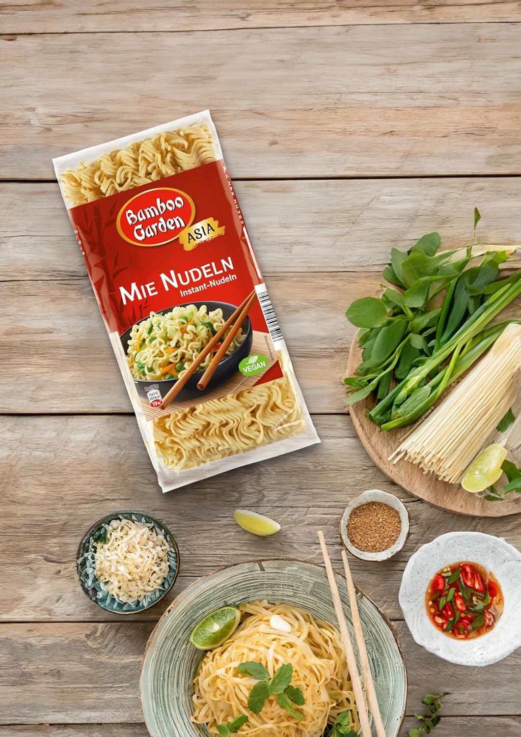 Bambushave - Mie Nudler | Instant nudler til asiatisk køkken | Ideel til wok-retter eller supper Veganere | 250 g pose