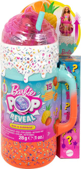BARBIE Pop Reveal Rise & Surprise Gavesæt - 15+ overraskelser inklusive 1 Barbie-dukke, strandtilbehør til legende og frugtig sjov for børn fra 3 år og opefter, HRK57
