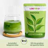 Lebepur BIO Matcha Powder 100G - Førsteklasses kvalitet fra Japan Ingen tilsætningsstoffer - 100 % ren grøn te pulver til Matcha Latte, Matcha te, grøn te, smoothie - japansk grøn te