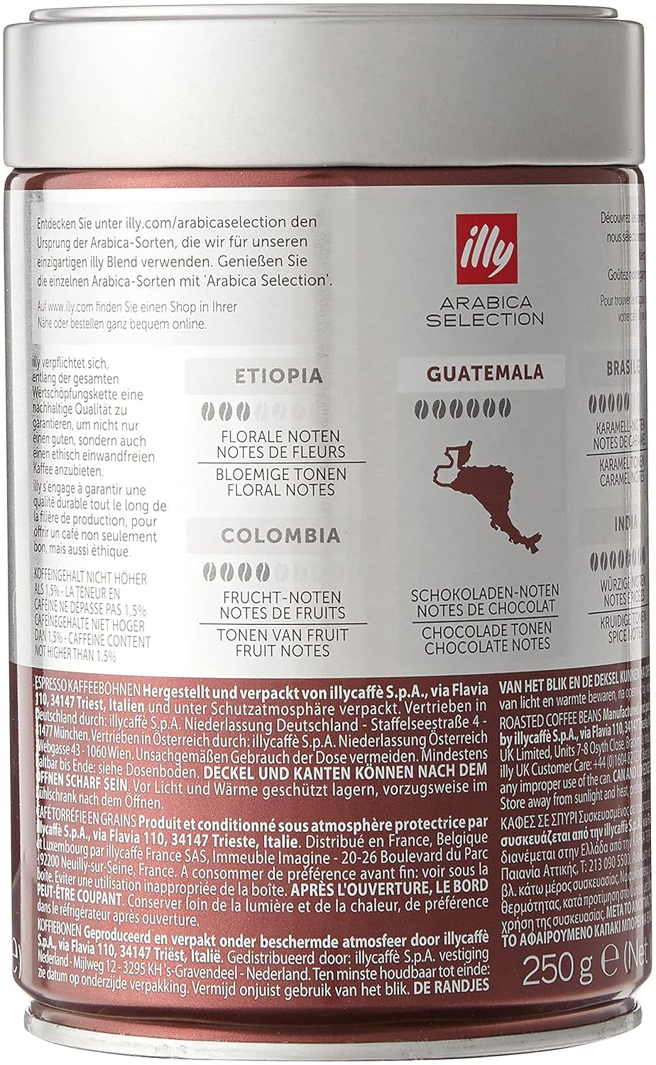 illy kaffebønner, udvalg af Arabica kaffebønner, Guatemala, pakke med 6 (6 x 250 g)