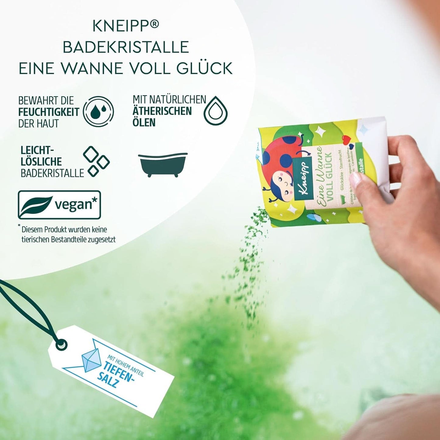 Kneipp, badekrystaller, med naturlige ekstrakter af stjernefrugt og lykkekløver, med en høj andel af Luisenhaller salt, 60 gram Brusebad og bad Naty Shop