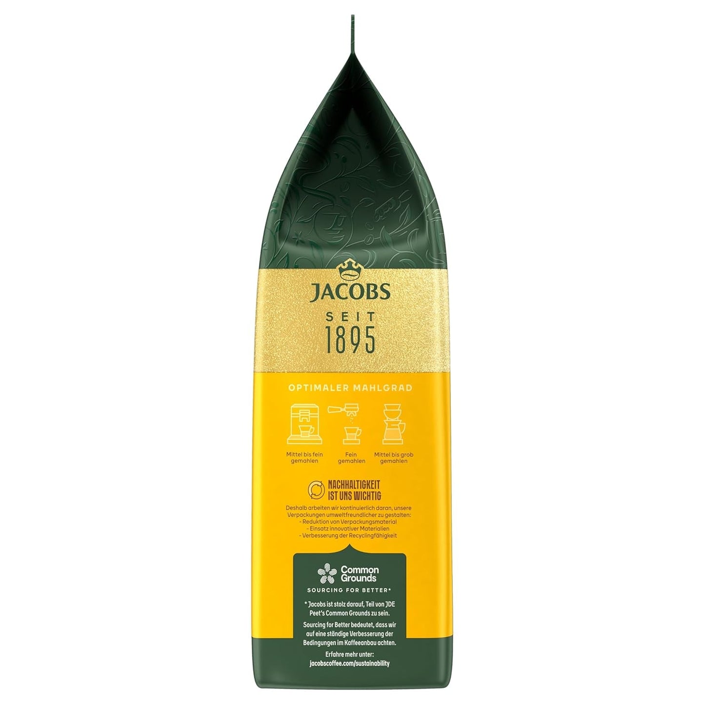 Jacobs Café Crema Gold kaffebønner 1 kg – Vollmundig, Aromatisch, Fruchtige noter, Arabica & Robusta bønner, Intensität 5/10, Ideel til Café Crema Naty Shop