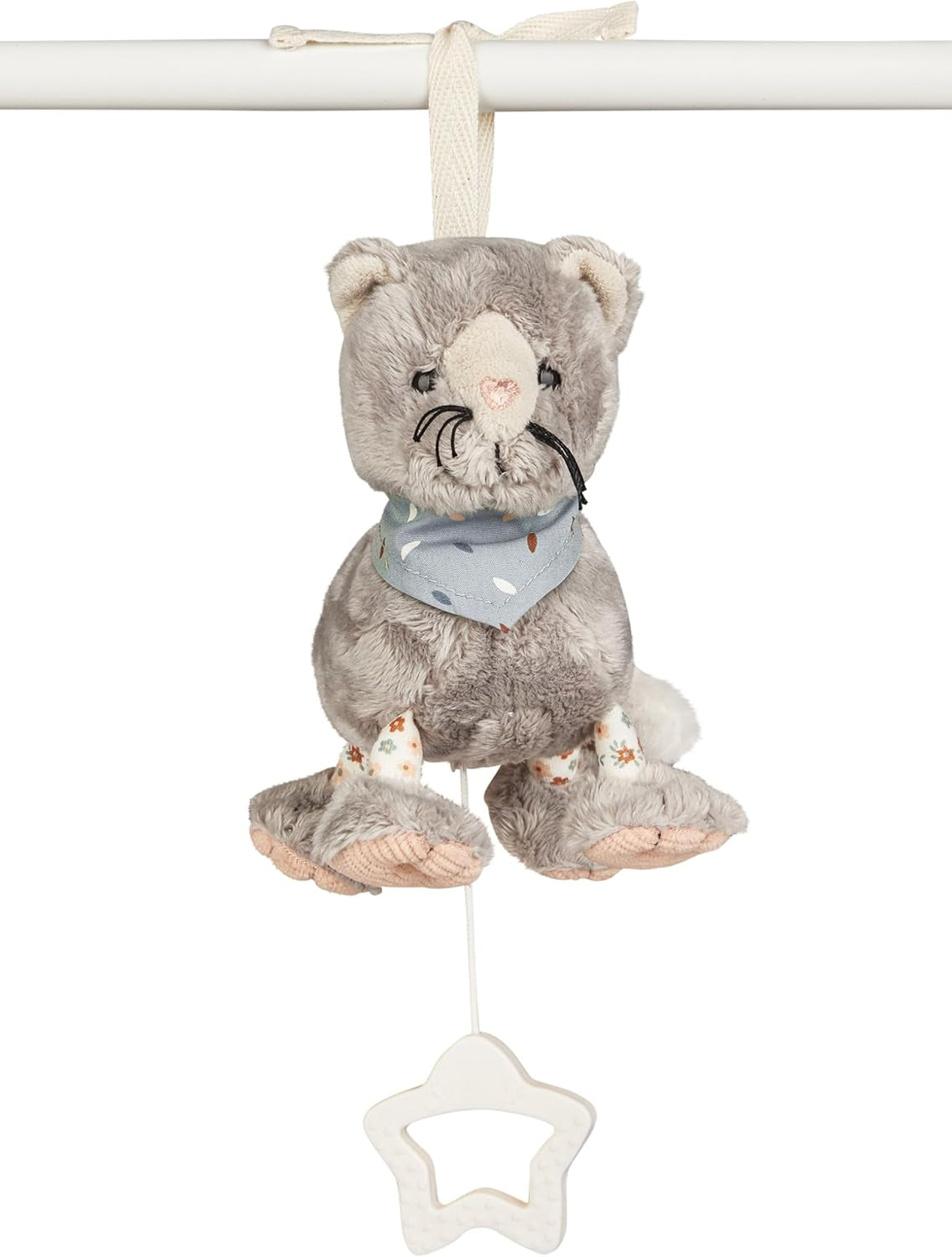 Sterntaler S cat Lilly spilledåse - baby spilledåse lavet af blødt stof - plys legetøj for børn at binde - sovehjælp har en beroligende effekt derhjemme og på farten, grå Legetøj Bebe Naty Shop
