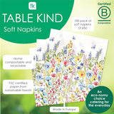 Taleborde Bordvenlige engangsservietter, bløde papirservietter, engangsservietter med blomstermønster, til bryllup eller daglig brug, miljøvenlig, komposterbar, genanvendelig