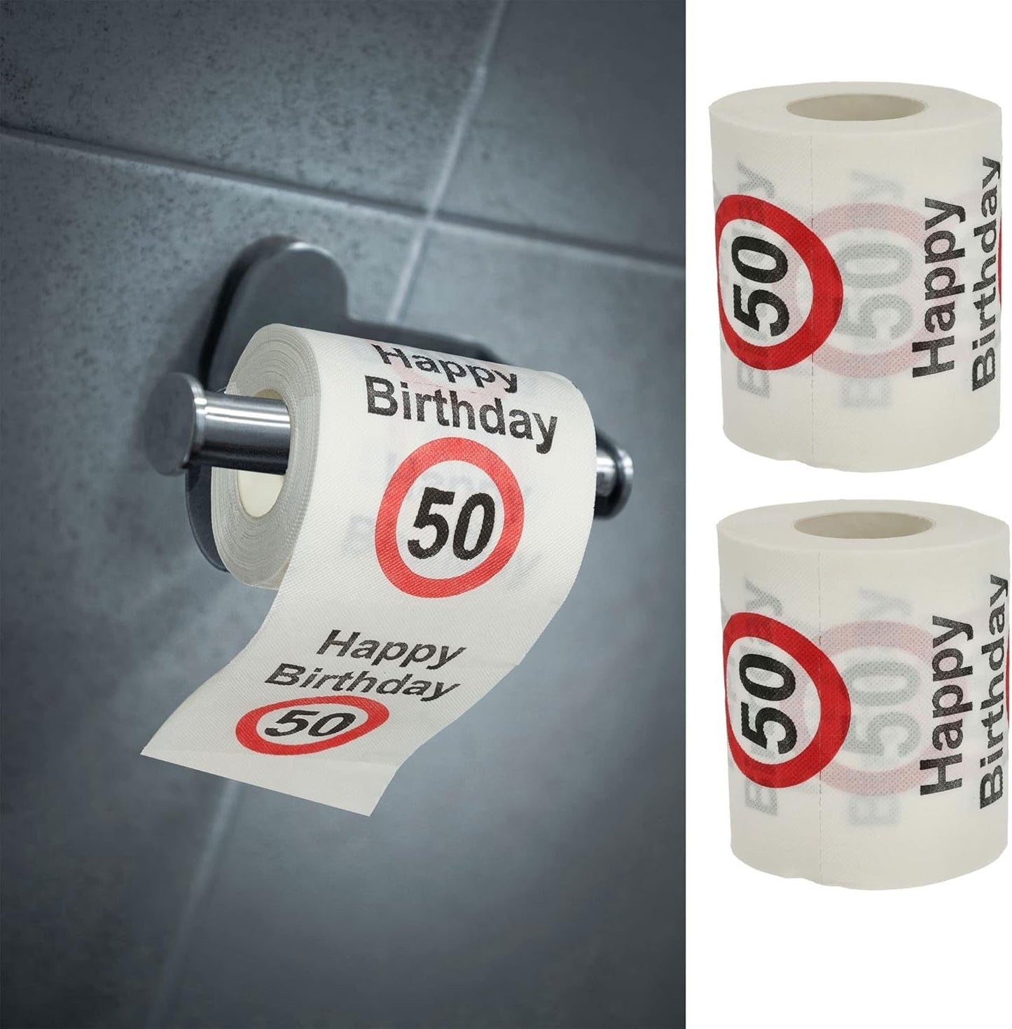 Sæt med 4 toiletpapir "Tillykke med 40 års fødselsdagen" │40 års fødselsdag 24 meter 2-stoffer 180Gr/Qm │ Toiletpapir motiv toiletpapir (4 X toiletpapir 40)