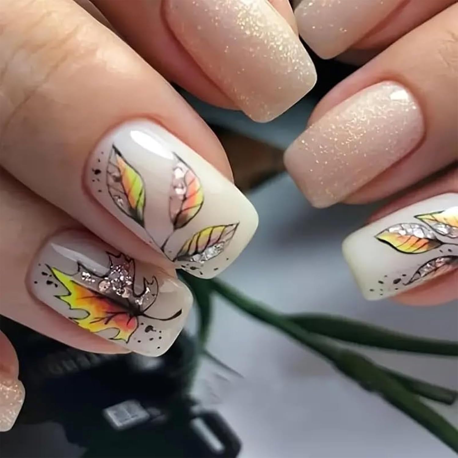 6 Blatt Herbst Nagelsticker,Ahornblatt Selbstklebend Nagelaufkleber,Herbst Nail Sticker,Nageldesign Tilbehør,Nail Art Sticker,Selbstklebende Deko Für Nägel