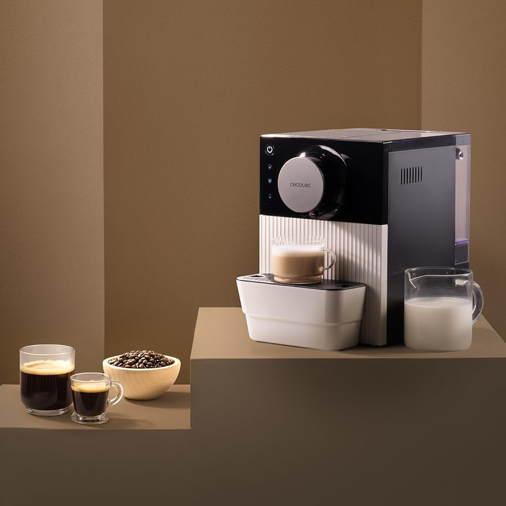 Cecotec Cremmaet Cube kompakt espressomaskine, 1350 W, pressesystem 10 g, præ-infusionssystem, 19 bar, termobloksystem, 5 slibeindstillinger, touch kontrolpanel