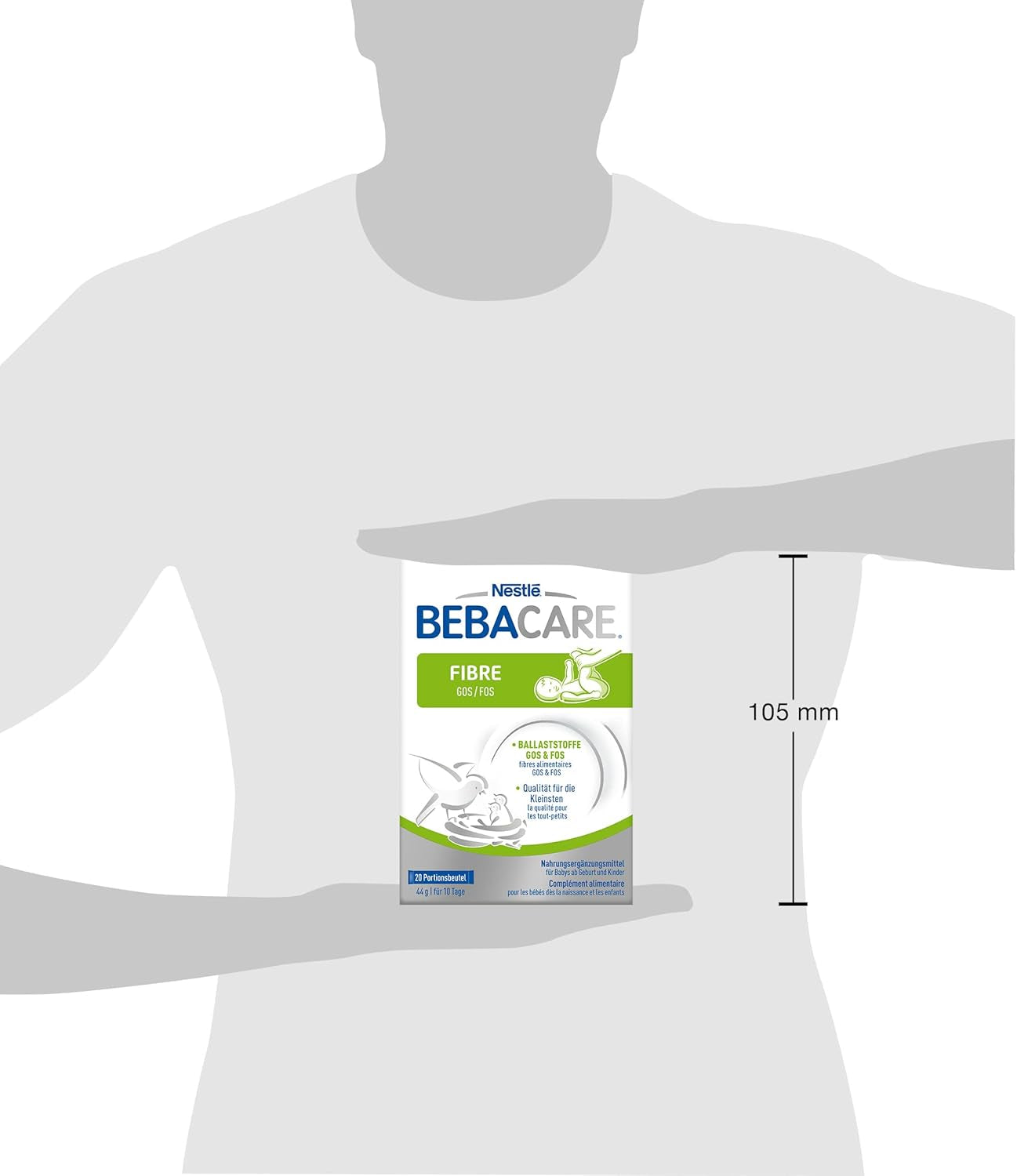 BEBACARE FIBER glutenfri kosttilskud til skånsom fordøjelse, kosttilskud til babyer fra fødslen og små børn, 1x (20 x 2,2g)