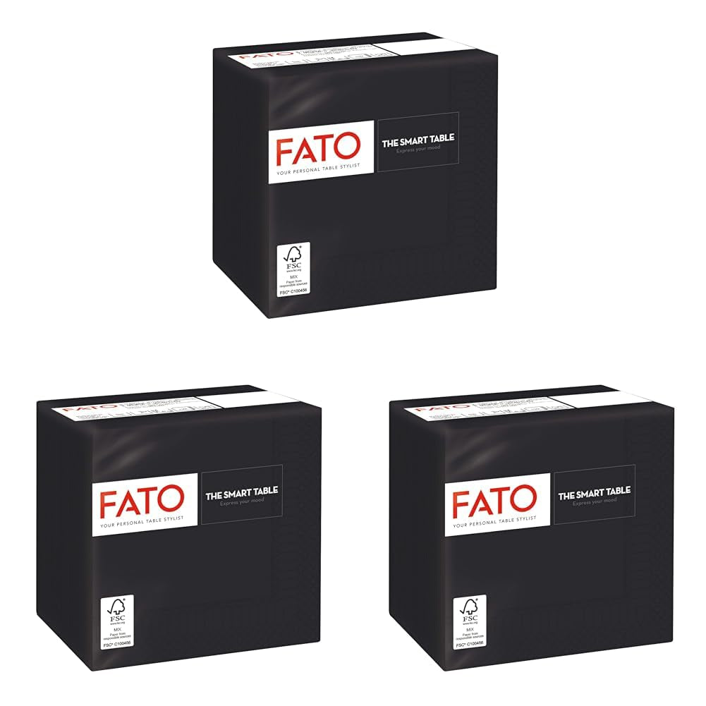 - Engangspapirservietter, ideelle til forretter og cocktails, pakke med 100 servietter, størrelse 24X24, 4-fold, 2-lags, sort farve, 100% rent cellulosepapir, Fsc-certificeret