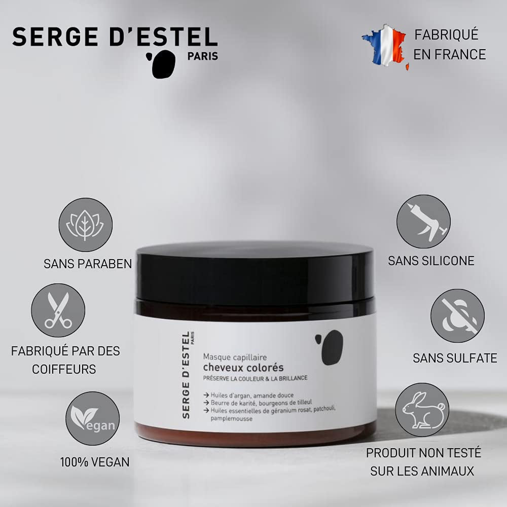 SERGE D'ESTEL PARIS Hårmaske 250g Nærer, reparerer og blødgør farveskadet hår Vegansk formel, 250g Hårmaske Naty Shop