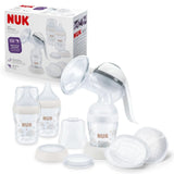 NUK manuel brystpumpesæt, blød silikonepude, 2 perfekt kombinerede flasker, 150 ml Tilbehør Mad og amning Bebe Naty Shop Håndmælkpumpesæt