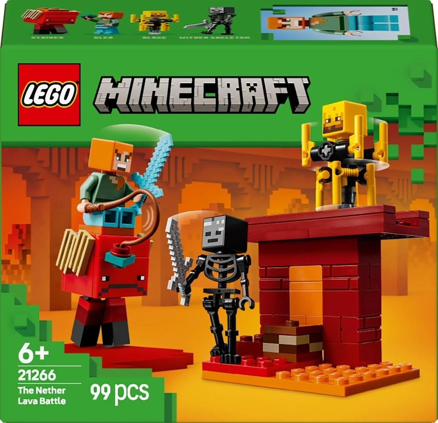 LEGO Minecraft Lava Duel of the Deep, Legetøj til videospilfans, fæstning med minifigurer inklusive Alex, Skeleton Wither, Lohe og Strider, Gave til piger og drenge 6 år 21266 Byggesæt Beuche den LEGO-Store