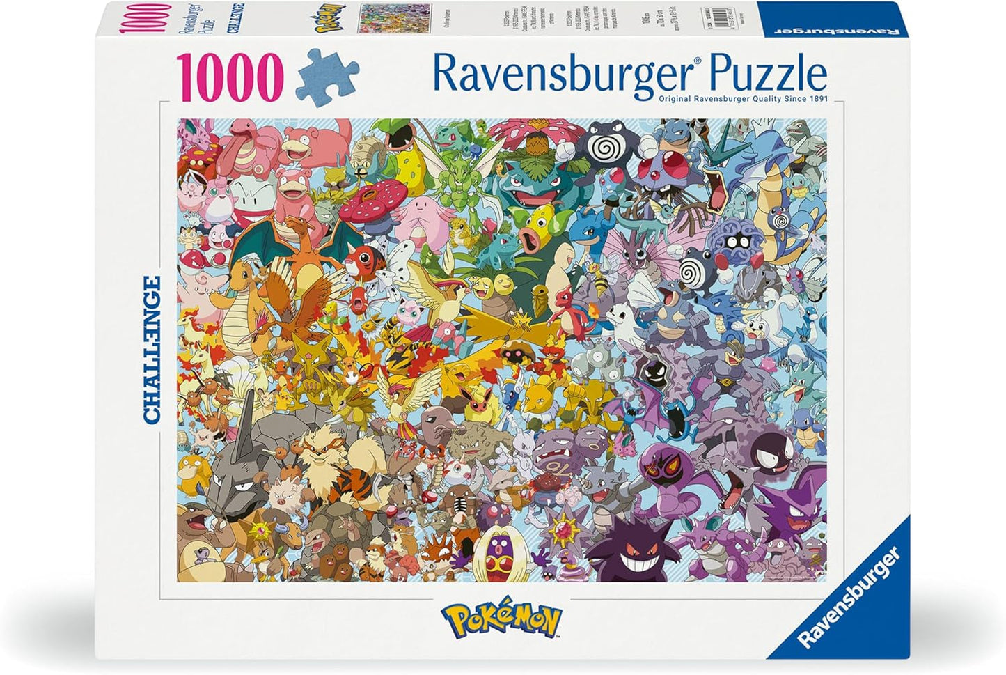 Ravensburger Puzzle 1000 Pieces 12000460 Challenge Pokémon - Alle 150 Pokémon fra første generation som et udfordrende puslespil for voksne og børn fra 14 år og opefter Puzzle Naty Shop