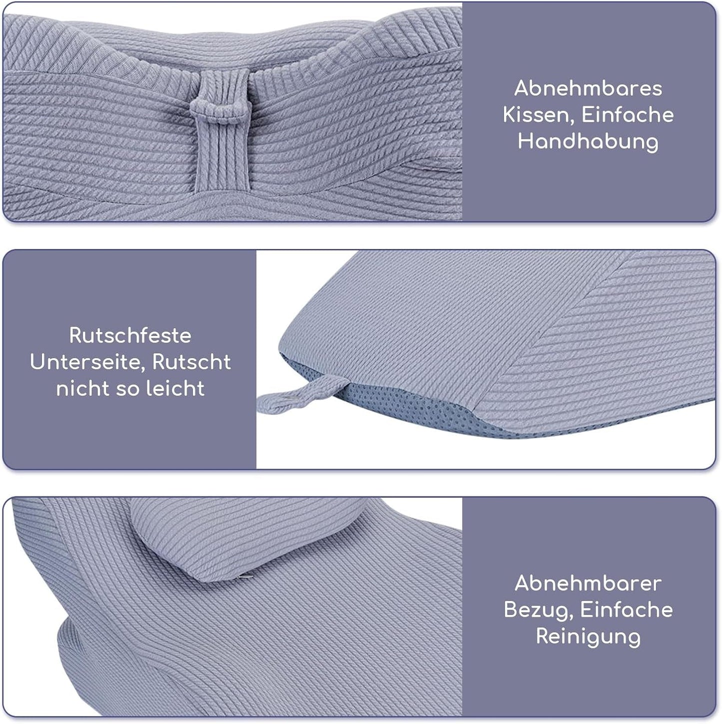 Læsepude til seng og sofa, Fjerpude, Memory Foam Sengepude, Sidesovepude, Ergonomisk rygstøttepude til at læse og se tv
