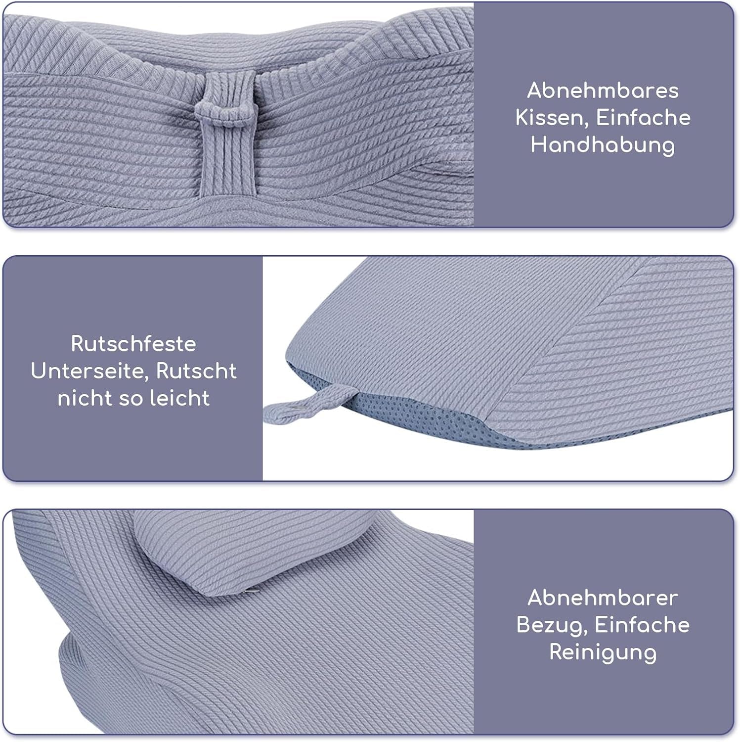 Læsepude til seng og sofa, Fjerpude, Memory Foam Sengepude, Sidesovepude, Ergonomisk rygstøttepude til at læse og se tv