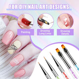 Sularpek 6 Stück Nagel Pinsel, Nail Art Pinsel, Pinsel Nageldesign, Nagel Pinsel Set, Nail Art Dotting Tools med 1 svampebørste applikator, Nageldesign Tilbehør til DIY Nail Art Design