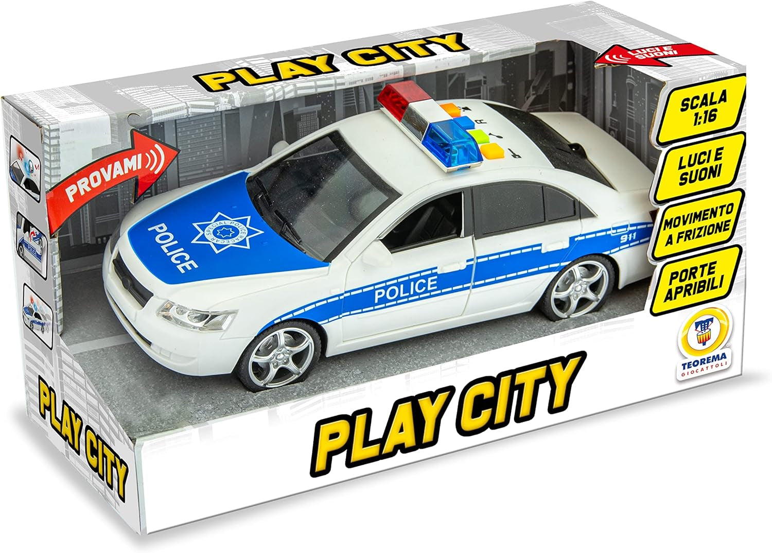 Macchina politi politibil med lys og lyde 1:16 skala, flerfarvet (65075) Bebe Toys Naty Shop
