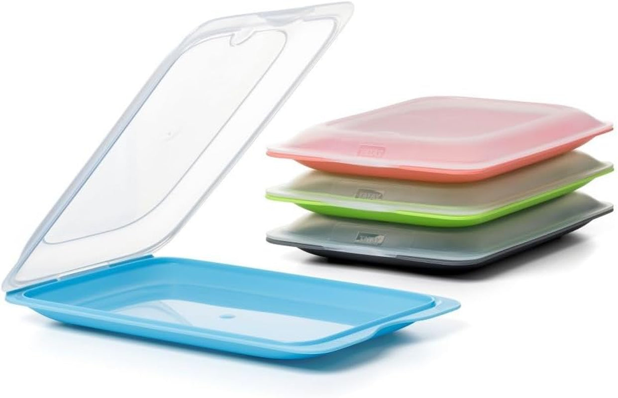 TATAY Fresh Slicer Box Sæt med 4, BPA fri, genanvendelig, stabelbar, opvaskemaskine & MWO, tilfældige farver. Måler 17cm x 3,2cm x 25,2cm Madopbevaringsbokse Naty Shop Pølsebeholder - enhed