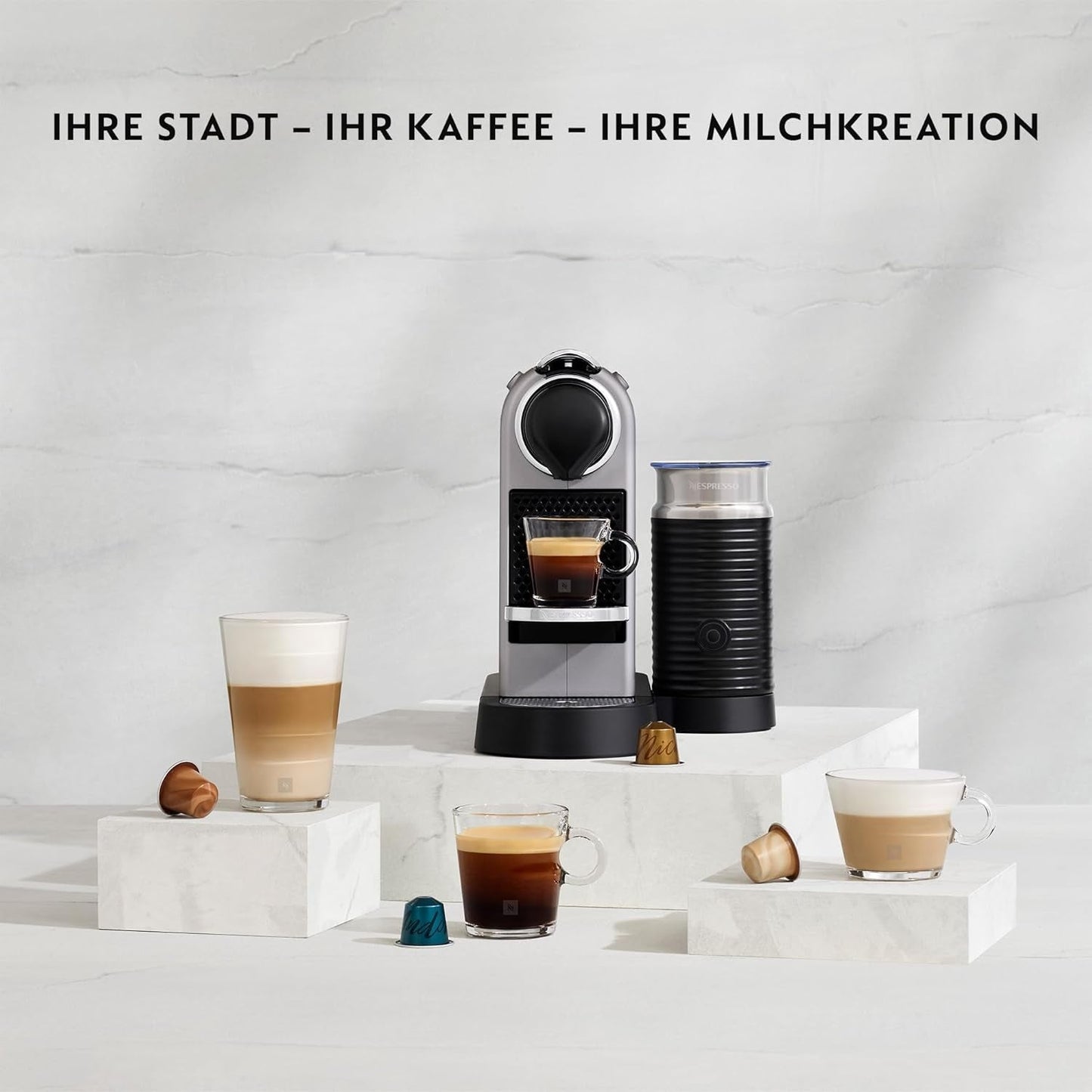 Espressomaskine med Nespresso kapsler XN761B Citiz&Milk | Automatisk standby-tilstand | 1260 watt | Vandbeholderkapacitet: 1 l | Pumpetryk: 19 bar | Sølv