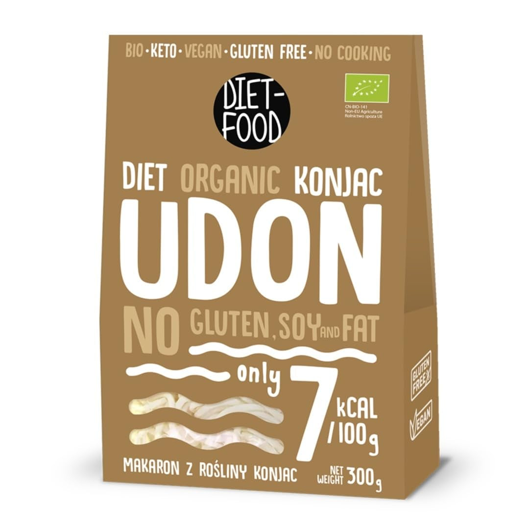 Udon Shirataki Konjac Noodles Bio 385g - Lavt kalorieindhold, glutenfri, vegansk - lavet af konjacrod, rig på fibre DIET-MAD